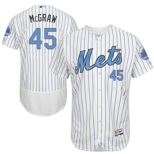 Mets #45 Tug McGraw White(Blue Strip) Flexbase Authentic Collection Father's Day Stitched MLB Jersey